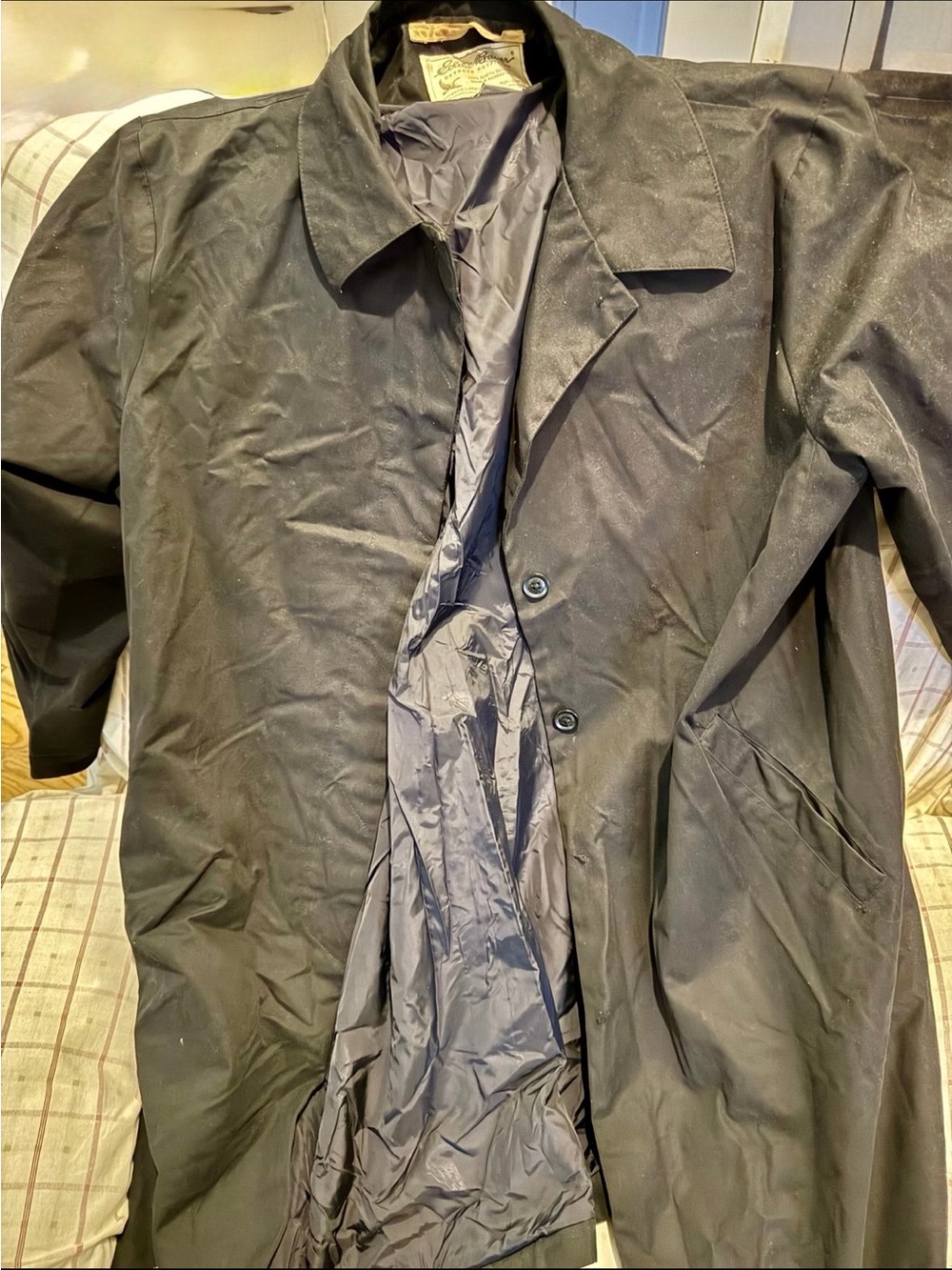 Eddie Bauer Black Trench Coat - Single-Breasted Overcoat